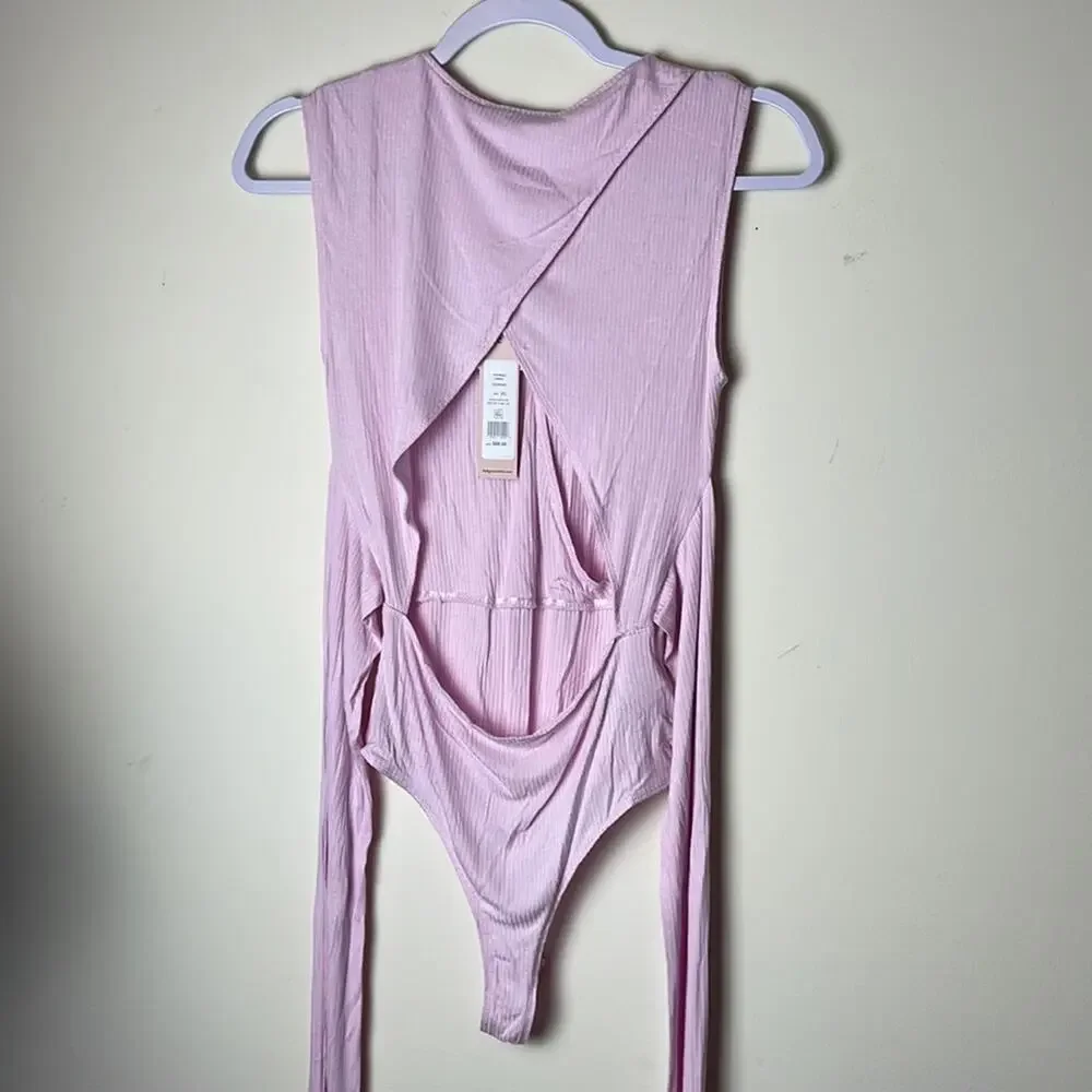 BCBGeneration Surplice Wrap Tie Knit Bodysuit in Lilac NWT SIZE XS - Picture 9 of 11